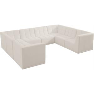 meridian furniture relax cream velvet modular sectional