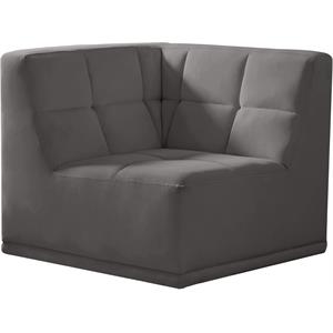 meridian furniture relax grey velvet corner chair