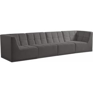 meridian furniture relax grey velvet modular sofa