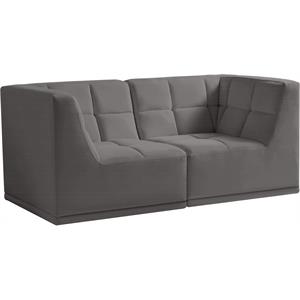 meridian furniture relax grey velvet modular sofa
