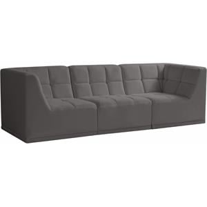 meridian furniture relax grey velvet modular sofa