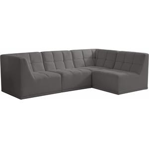 meridian furniture relax grey velvet modular sectional