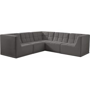 meridian furniture relax grey velvet modular sectional