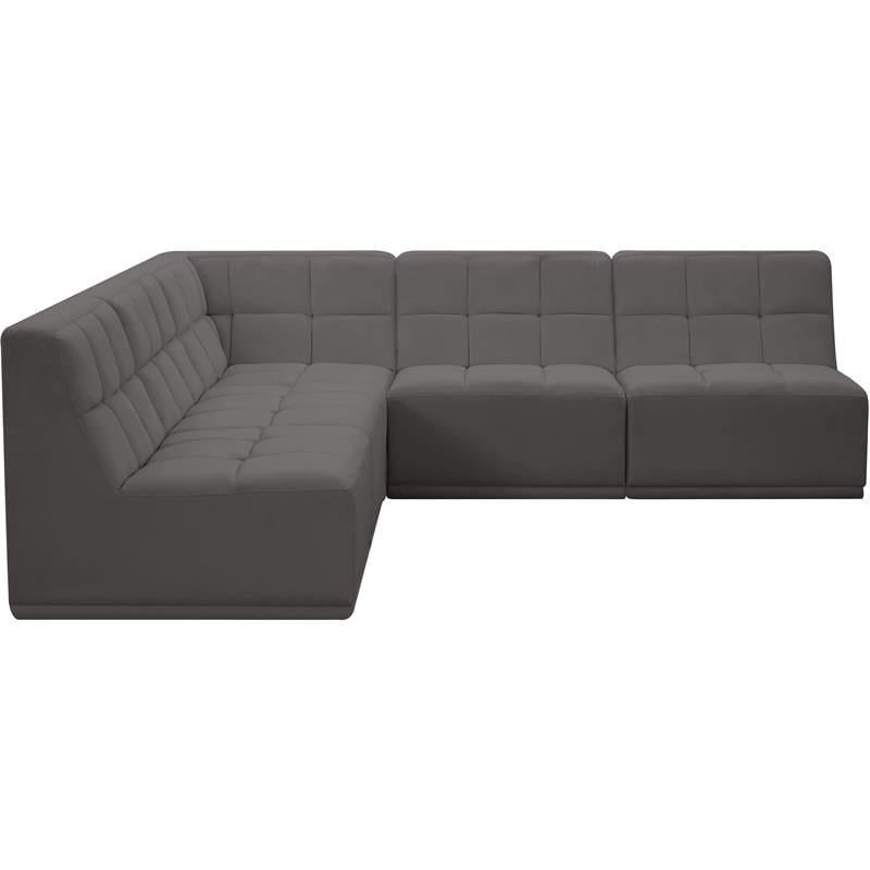 Meridian Furniture Relax Velvet Modular Sectional Sec5C