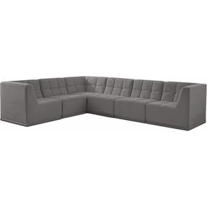 meridian furniture relax grey velvet modular sectional