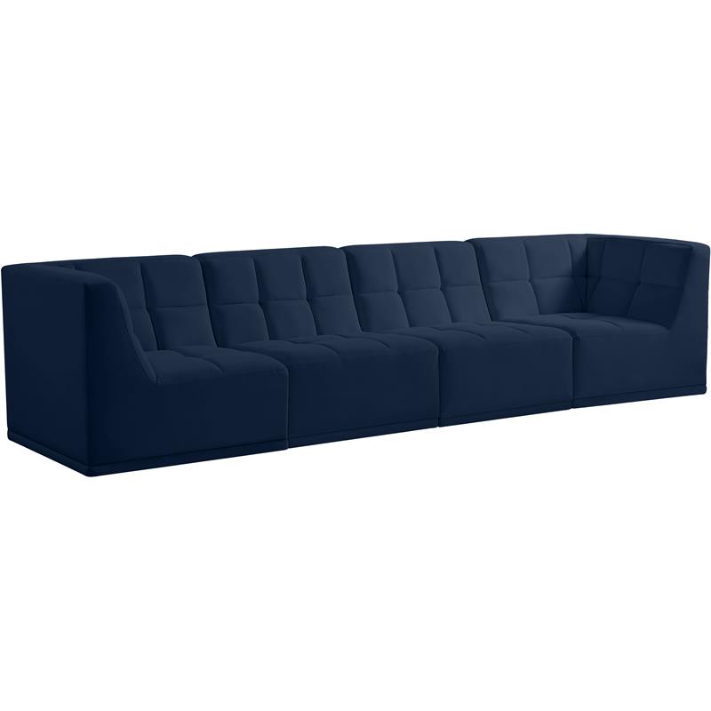 Meridian Furniture Relax Navy Velvet Modular Sofa