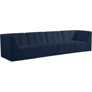 meridian furniture relax navy velvet modular sofa