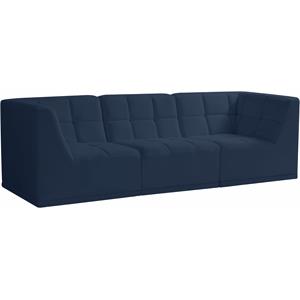 meridian furniture relax navy velvet modular sofa
