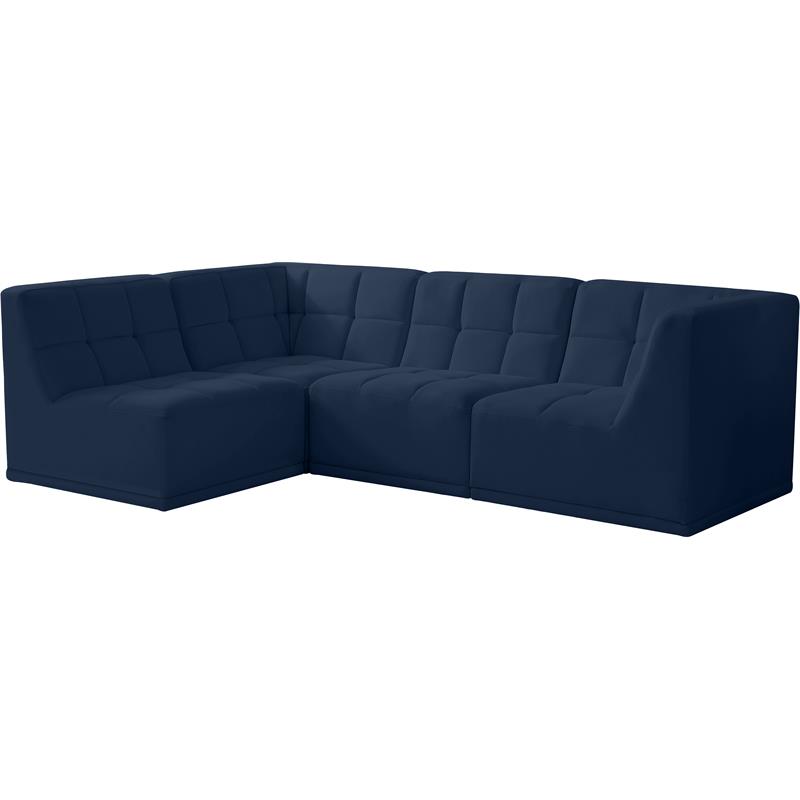 Meridian Furniture Relax Navy Velvet Modular Sectional