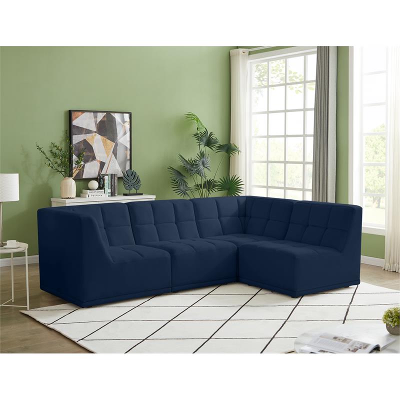 Meridian Furniture Relax Navy Velvet Modular Sectional