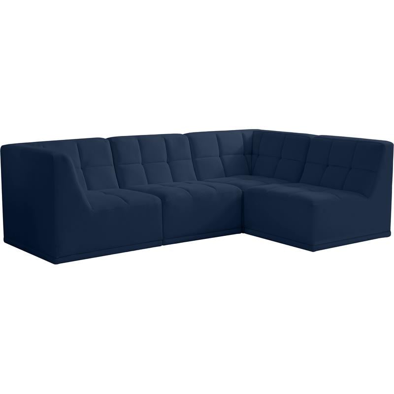 Meridian Furniture Relax Navy Velvet Modular Sectional