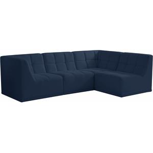 meridian furniture relax navy velvet modular sectional