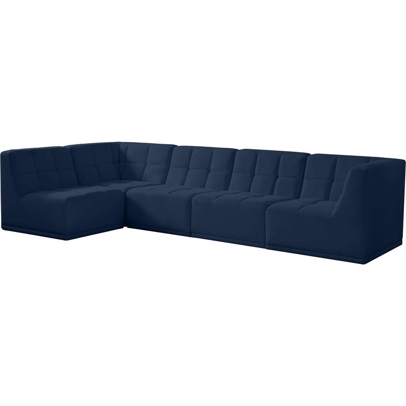 Meridian Furniture Relax Navy Velvet Modular Sectional