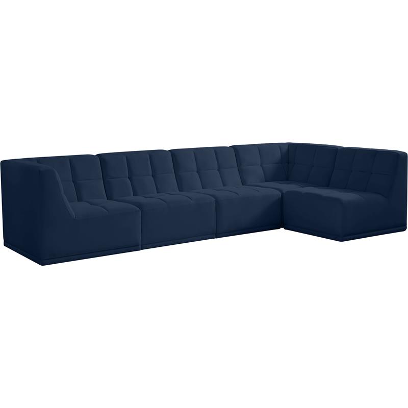 Meridian Furniture Relax Navy Velvet Modular Sectional