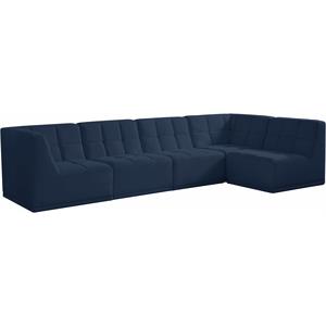 meridian furniture relax navy velvet modular sectional