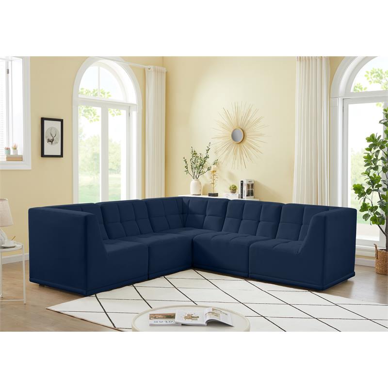 Meridian Furniture Relax Navy Velvet Modular Sectional