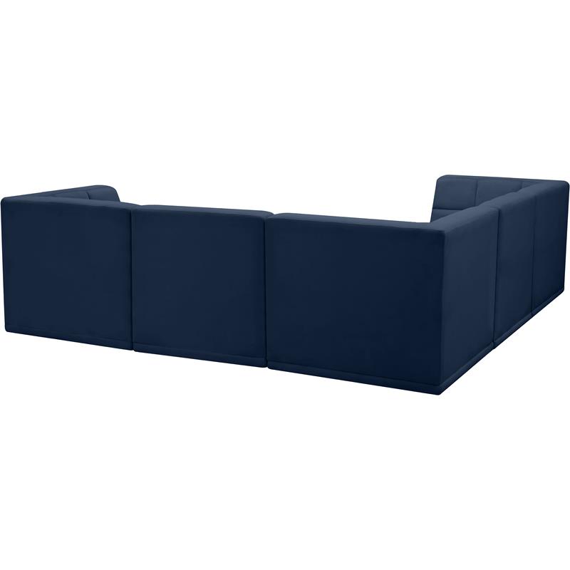 meridian furniture relax navy velvet modular sectional