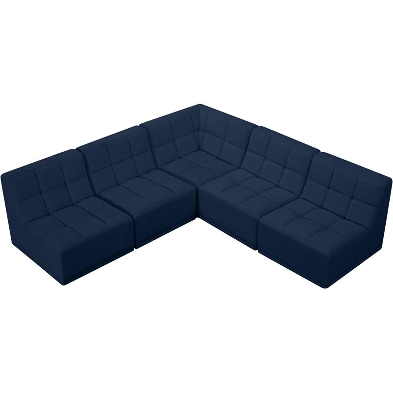 meridian furniture relax navy velvet modular sectional