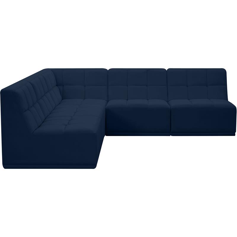 meridian furniture relax navy velvet modular sectional