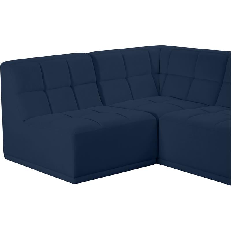 meridian furniture relax navy velvet modular sectional