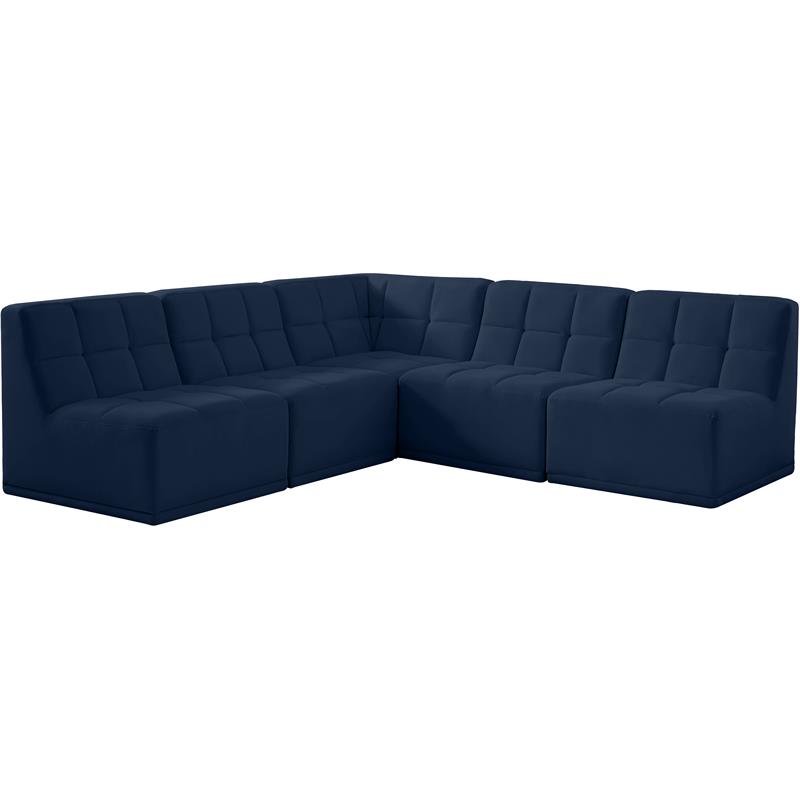 Meridian Furniture Relax Navy Velvet Modular Sectional