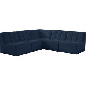 meridian furniture relax navy velvet modular sectional
