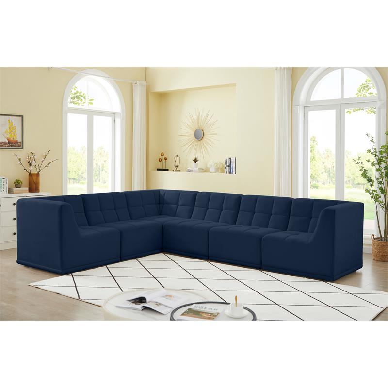 Meridian Furniture Relax Navy Velvet Modular Sectional
