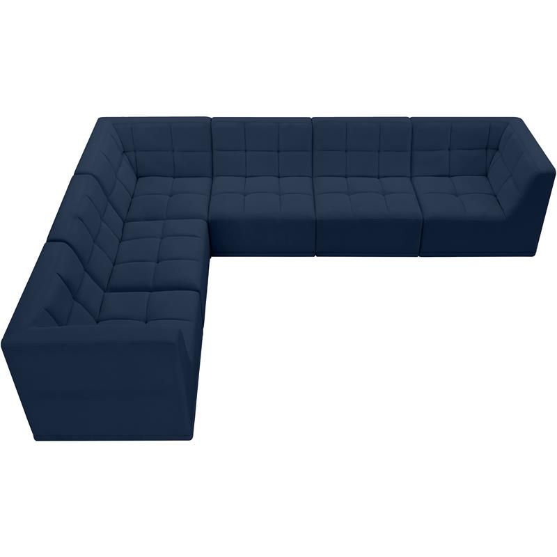 Meridian Furniture Relax Navy Velvet Modular Sectional