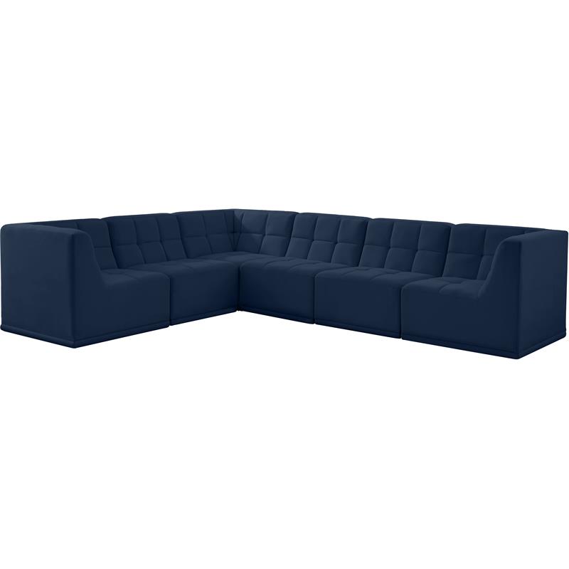 Meridian Furniture Relax Navy Velvet Modular Sectional