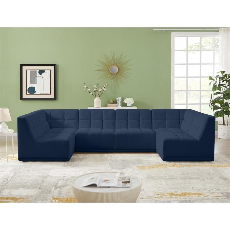 Meridian Furniture Relax Navy Velvet Modular Sectional
