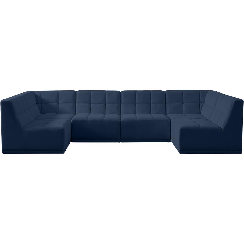 Meridian Furniture Relax Navy Velvet Modular Sectional
