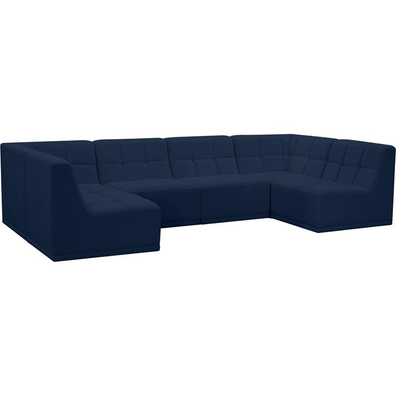 Meridian Furniture Relax Navy Velvet Modular Sectional