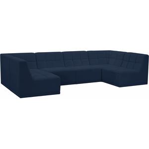 meridian furniture relax navy velvet modular sectional