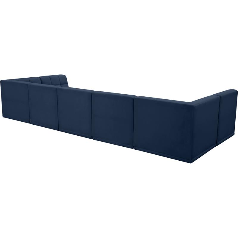 meridian furniture relax navy velvet modular sectional