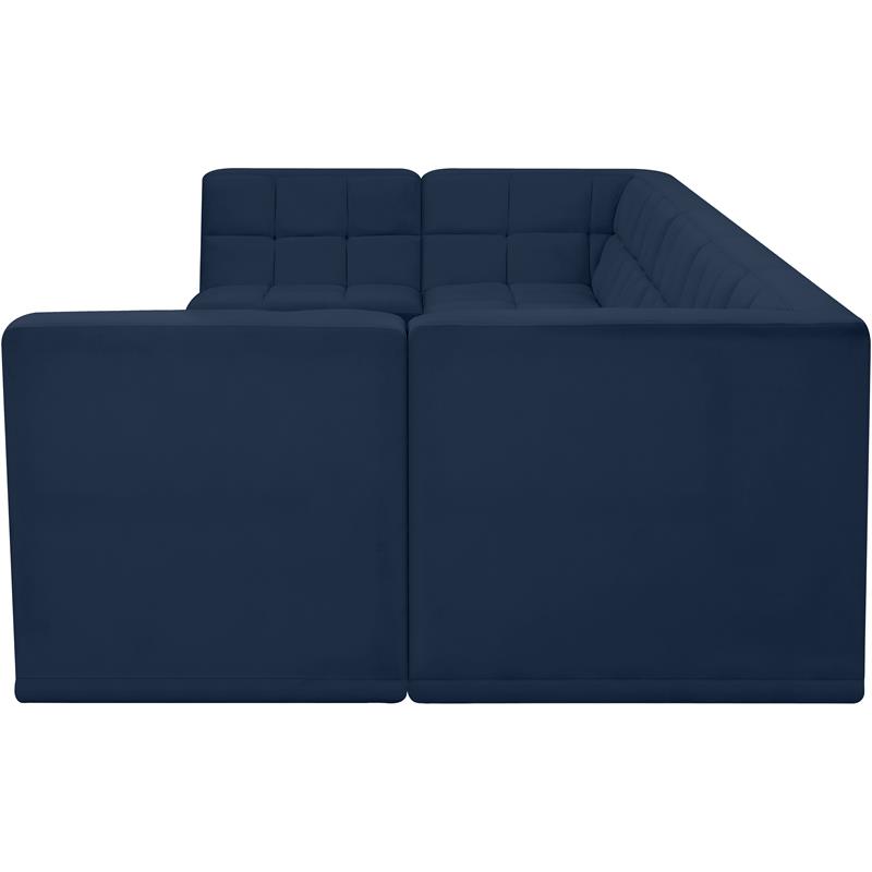 meridian furniture relax navy velvet modular sectional