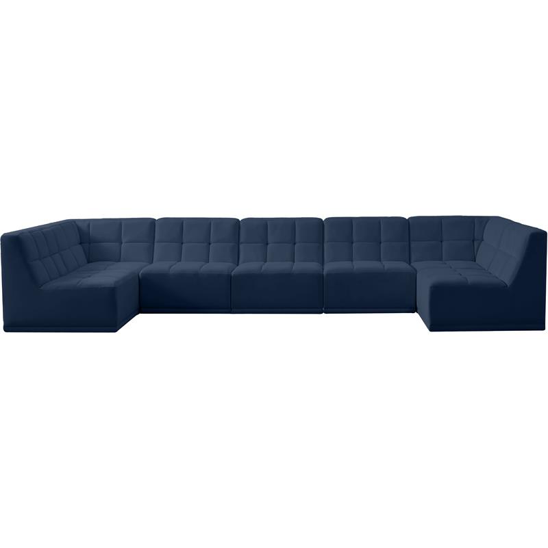 meridian furniture relax navy velvet modular sectional