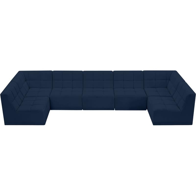 meridian furniture relax navy velvet modular sectional