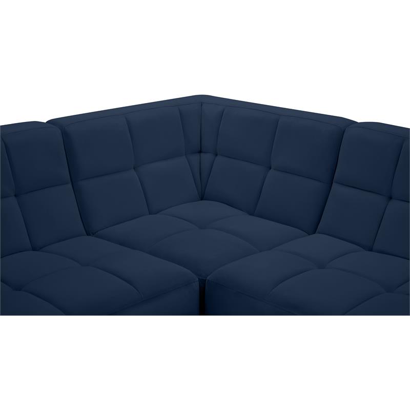 meridian furniture relax navy velvet modular sectional