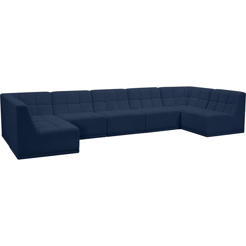 Meridian Furniture Relax Navy Velvet Modular Sectional