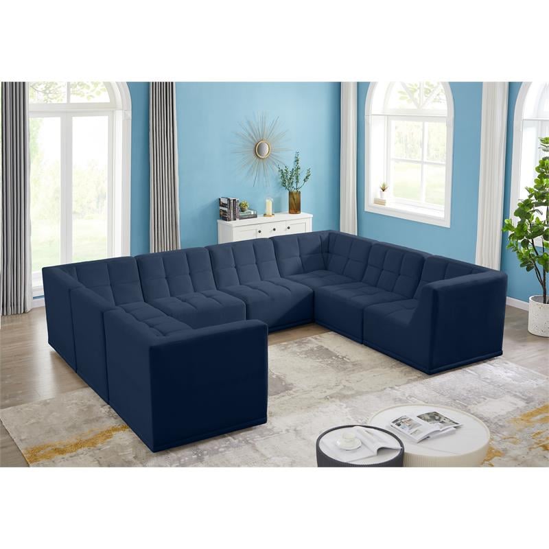 Meridian Furniture Relax Navy Velvet Modular Sectional