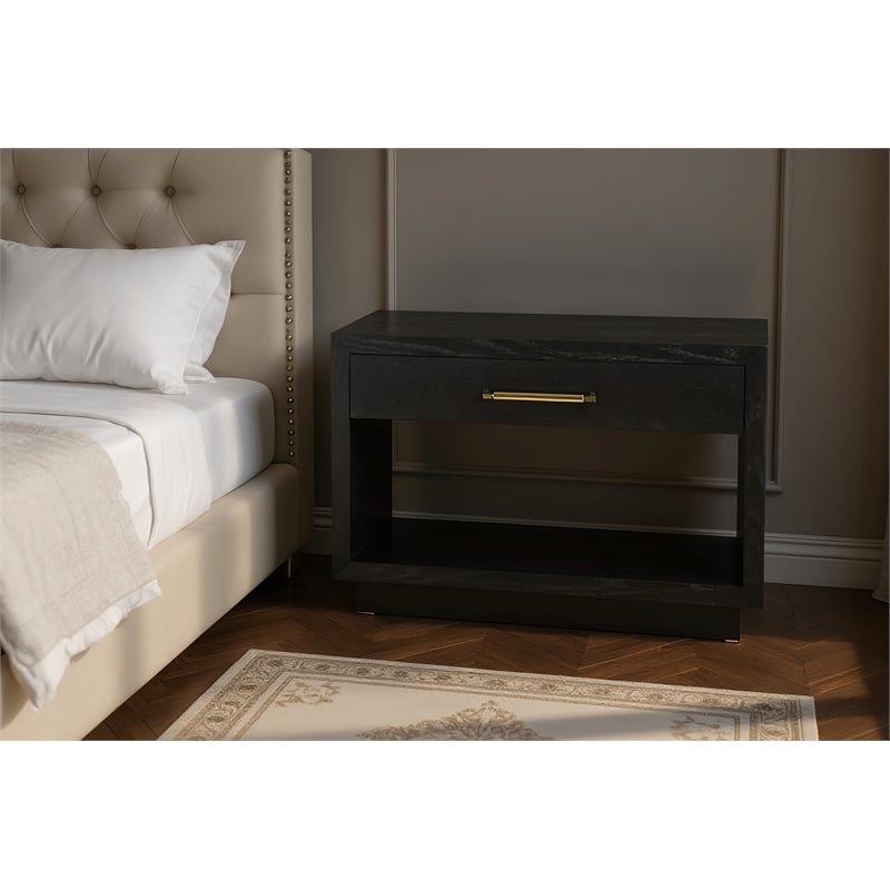Meridian Furniture Avery Black Wood Veneer Night Stand