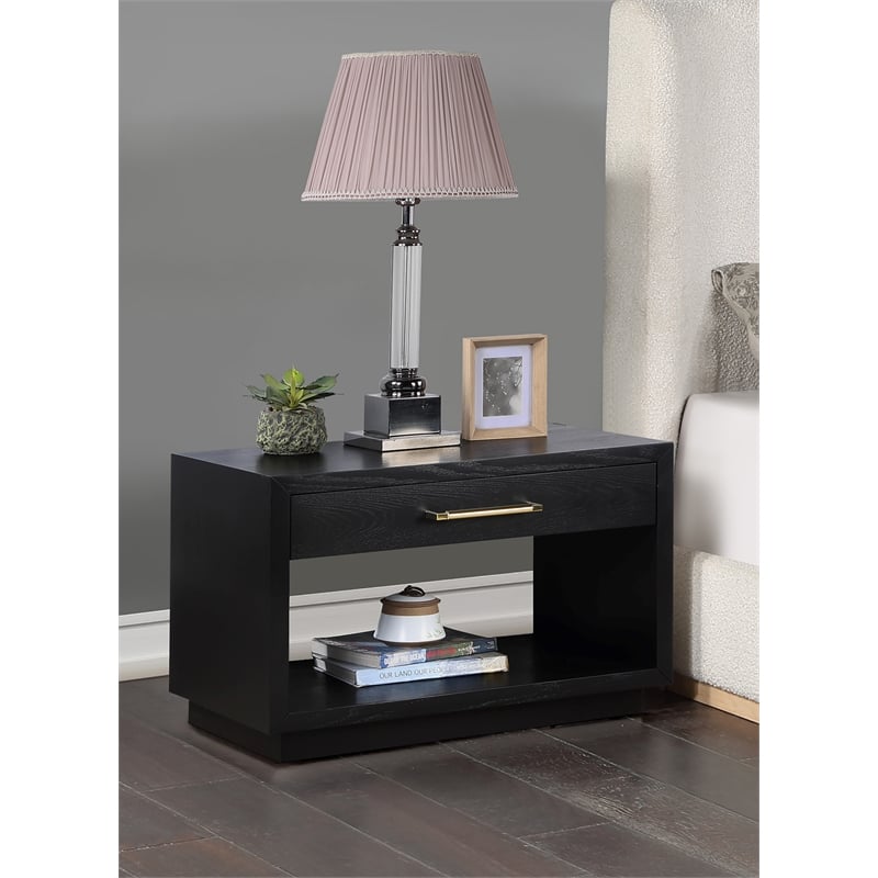 Meridian Furniture Avery Black Wood Veneer Night Stand