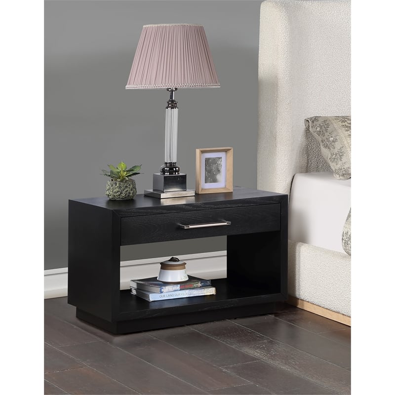 Meridian Furniture Avery Black Wood Veneer Night Stand