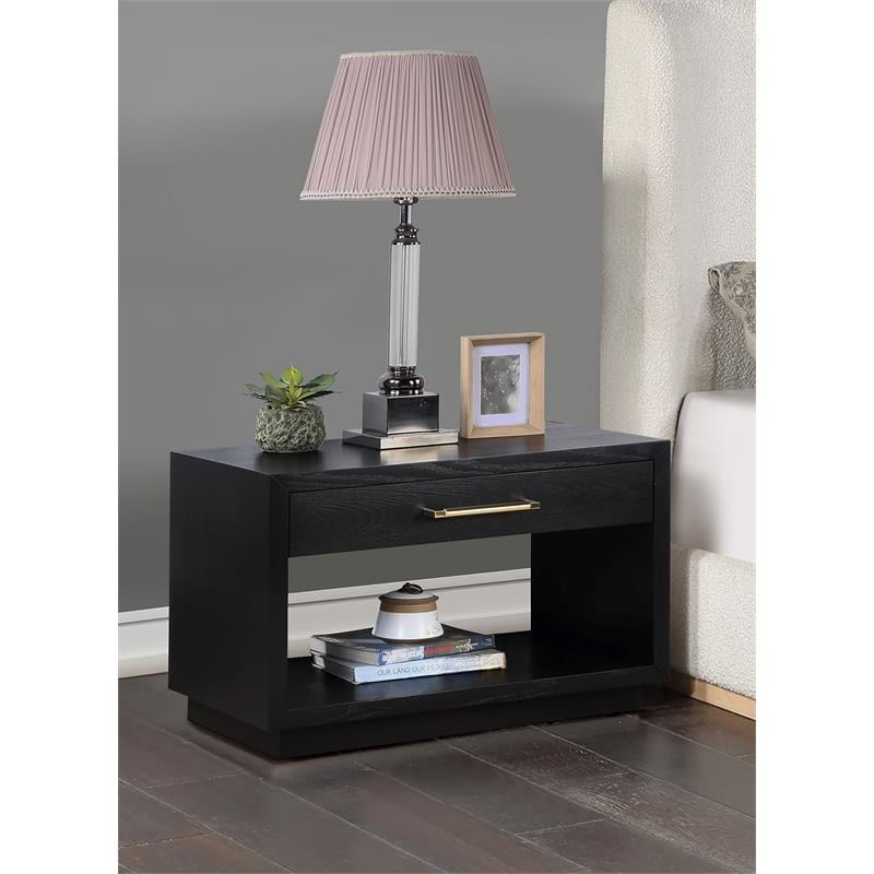 Meridian Furniture Avery Black Wood Veneer Night Stand