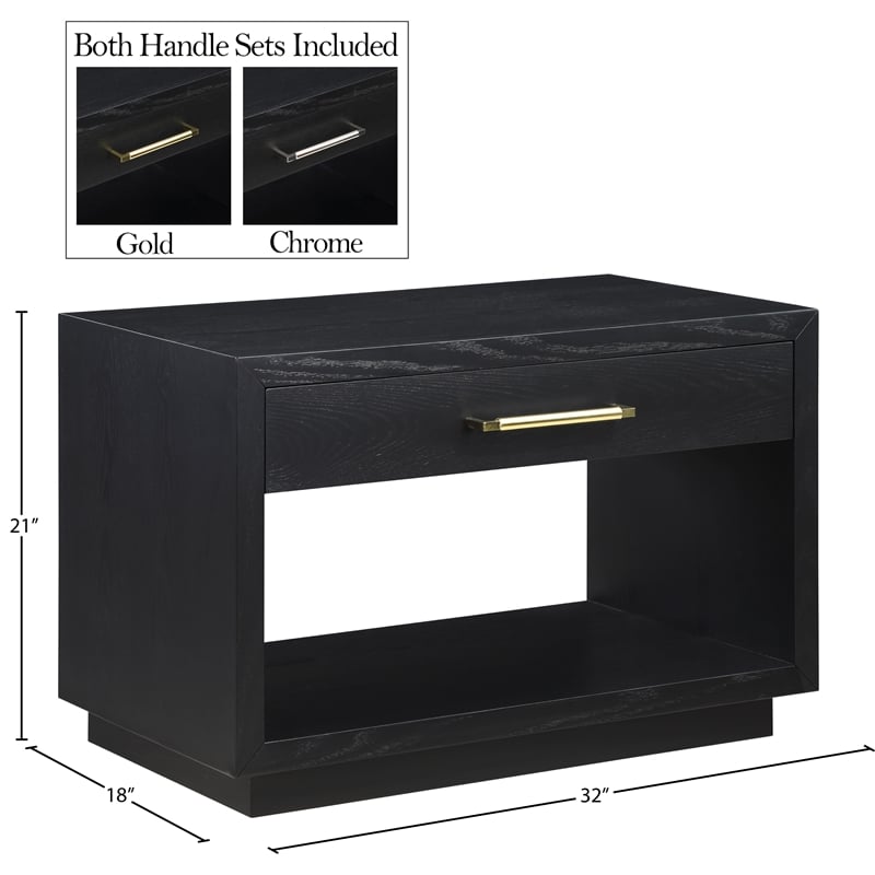 Meridian Furniture Avery Black Wood Veneer Night Stand