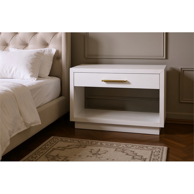 Meridian Furniture Avery White Wood Veneer Night Stand