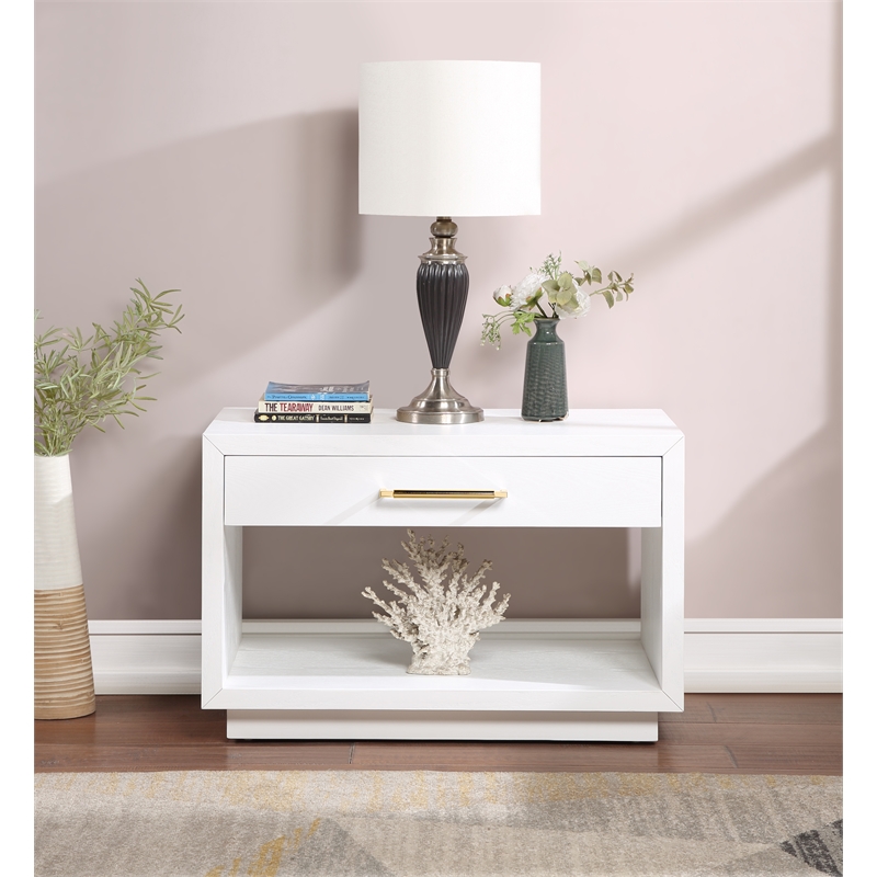 Meridian Furniture Avery White Wood Veneer Night Stand