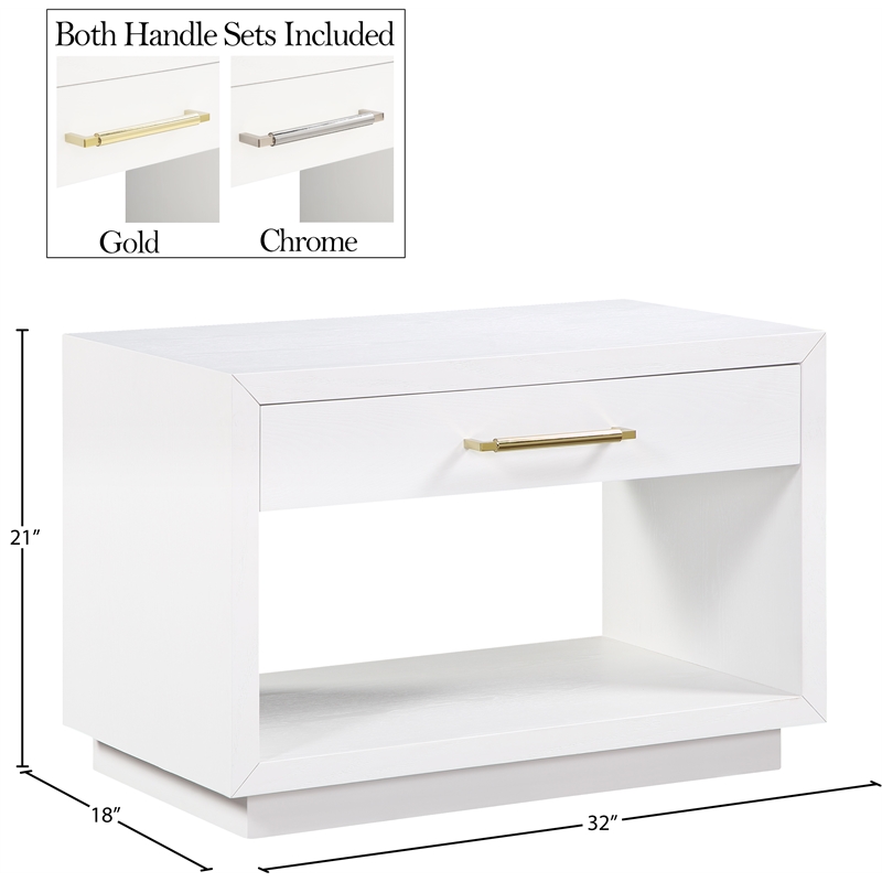 Meridian Furniture Avery White Wood Veneer Night Stand