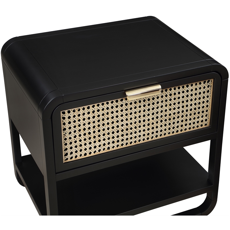 Meridian Furniture Sage Black Wood Veneer Night Stand
