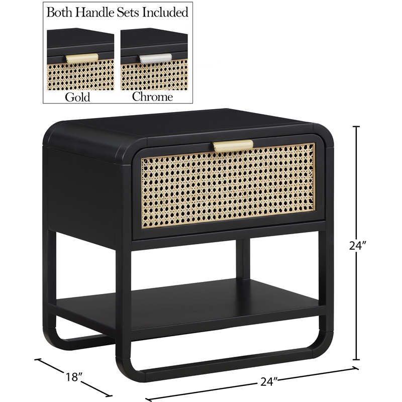 Meridian Furniture Sage Black Wood Veneer Night Stand